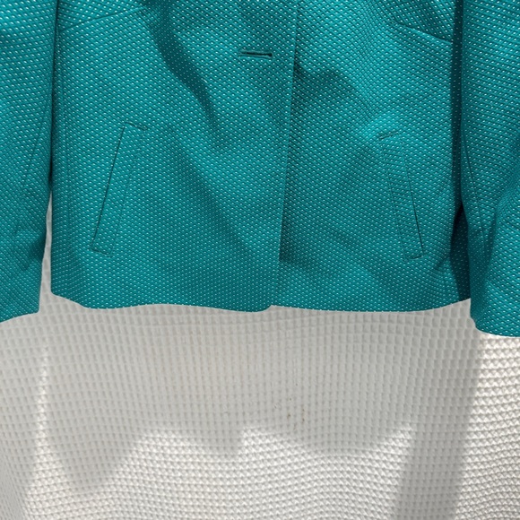 Ann Taylor Teal Women's Cropped Jacket With White Dots - Picture 3 of 6